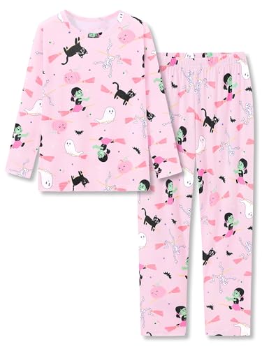 Topgal Big Girls Tie Dye Green & Orange Swirl Fall Pajamas Long Sleeves 2-Piece PJ Set Cute Jammies Size 6-18