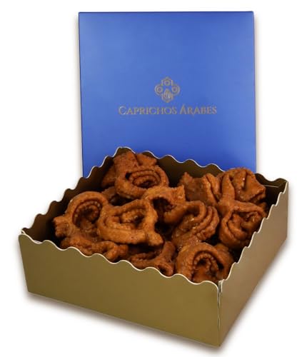Chebakia Marroquí Artesanal – Dulce árabe tradicional con miel y sésamo, crujiente y aromático – Estuche regalo gourmet ideal para Navidad, Reyes, Ramadán y mesas dulces