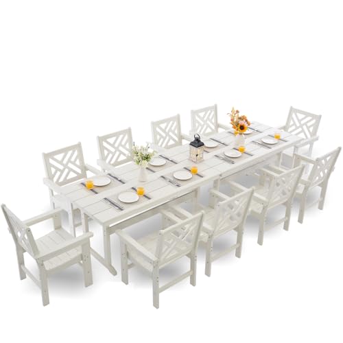 HDPE Dining Table Set for 10,12-Piece Outdoor Table and Chairs Include 10 Dining Chairs and 2 Pcs 62.5