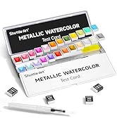 Metallic Watercolor Paints, Shuttle Art 24 Colors Glitter Watercolor Paint in Half Pans with Wate...