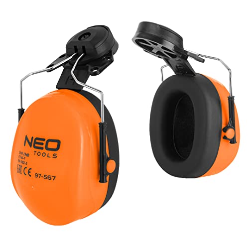 NEO TOOLS Kapselgehörschützer für Helm, SNR 29dB, weiche Oberfläche, Kapselgehörschützer höhenverstellbar, dreh- und schwenkbare Arme