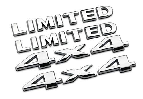 2Pcs(1Set) Auto Tuning 4X4 Logo 3D Decal Emblem Logo Sticker Nameplate Badge Compatible With Limited (Chrome) #TOP3