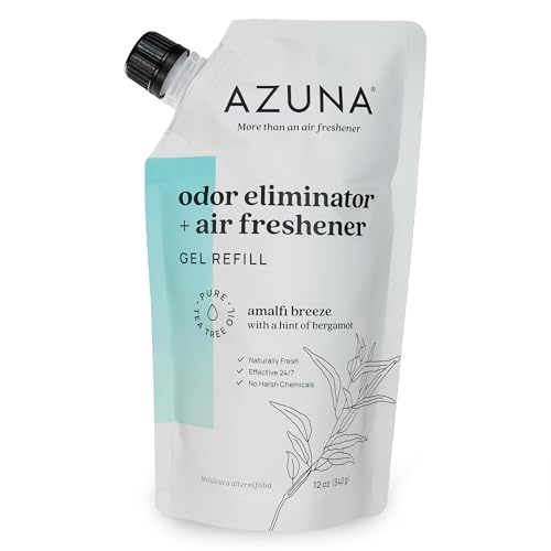 Azuna Air Freshener and Odor Eliminator for Strong Odor Gel 12oz Refill Pouch with Tea Tree Oil |...