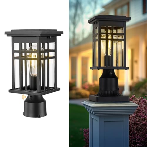 Image of zeyu 12.2-Inch Lamp Posts Outdoor Lighting with Clear Glass, 20068-P PC BK