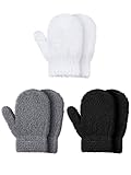 SATINIOR 3 Pairs Toddler Mittens Kids Winter Warm Gloves Baby Soft Stretch Mittens for Boys Girls Children