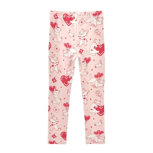 Girls Leggings Lovely Cats with Hearts Toddler Girls Clothes Leggings for Girls Toddler Girls Leggings 3-4T2