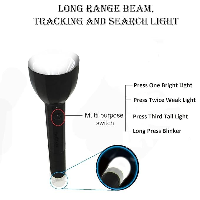Image of Bright Light 100W Laser Led Torch New 2 in 1 800M Long Range Beam Long Press for Blinker 4 Modes Waterproof Rechargeable Battery Penlight Waterproof Light Led Flashlight Torch, Aluminum