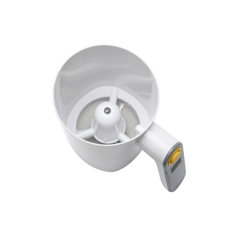 Tamis à farine électrique à piles, en acier inoxydable, outil de cuisson, shaker en maille en acier inoxydable, passoire à poudre, passoire à pâtisserie (blanc) Taille unique