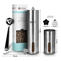 Cafendi Kaﬀeemühle Manuell | UVP 24,95 | Edelstahl Handkaffeemühle - Robustes Mahlwerk aus Keramik | Espressomühle für Küche, Camping und Outdoor | Mit E-Book für perfekten Kaﬀegenuss | UVP 24,95 – Ansicht 2