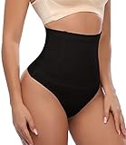 SEXYWG Women Thong Shapewear Tummy Control Panty Butt Lifter Waist Trainer Body Shaper Black