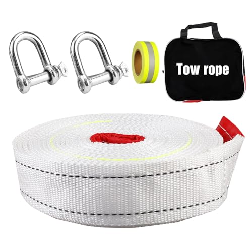 Cuerda De Remolque para Coche,7 m 10T Eslinga Emergencia con 2 Ganchos,Bolsa Almacenamiento,Remolque Coche Eslinga,Cuerda Remolque Coche para Emergencias Todoterreno