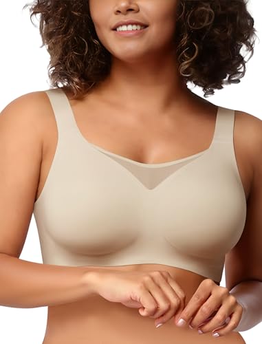 Wireless Bras for Women Seamless Supportive V Mesh Bralette Minimizers Comfortable Tshirt Bra for Older Women