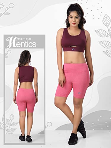 Image of DECISIVE Fitness Yoga Gym Sports Workout Cycling Running Tights Shorts with Side Pocket for Women & Girls