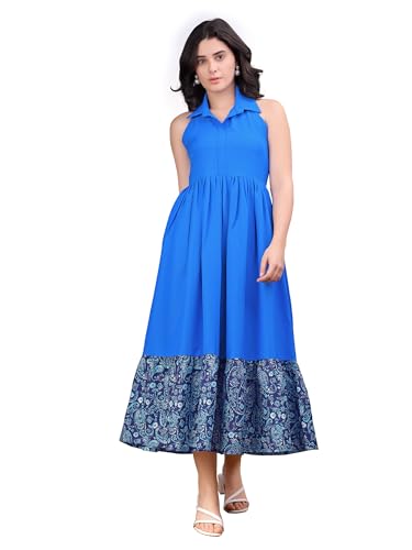 Image of PURVAJA Women's Maxi Cotton Blend Dress (Floe-236-240)
