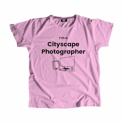 T-shirt Cityscape Photographer rose pastel coton pour homme et femme