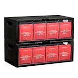Bamboo Tea Bag Organizer for Cabinet & Countertop - 2-Piece Stackable Tea Box Set, Large Capacity Storage Containers for Tea Bags & Packets - Modular Pantry Organization & Kitchen Tea Station Holder