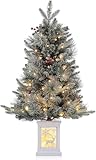 3 Ft Pre-Lit Christmas Tree, Artificial Christmas Trees with Lighting, Xmas Trees with 78 Led Lights, Christmas Decoration for Home, Office, Easy Assembly