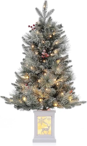 3 Ft Pre-Lit Christmas Tree, Artificial Christmas Trees with Lighting, Xmas Trees with 78 Led Lights, Christmas Decoration for Home, Office, Easy Assembly