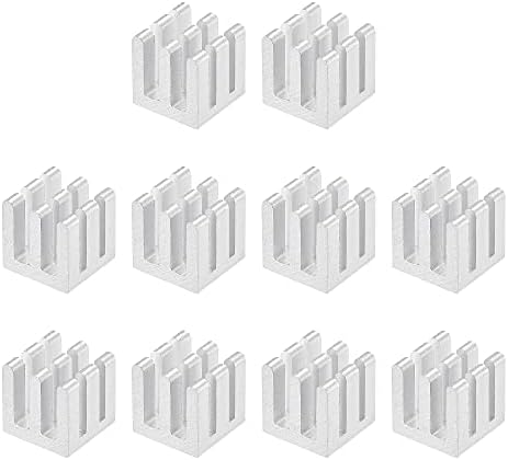 uxcell ヒートシンク 10x10x10mm 自己接着 アルミニウム 電子ラジエーター IC、MOS用 シルバートーン 10個