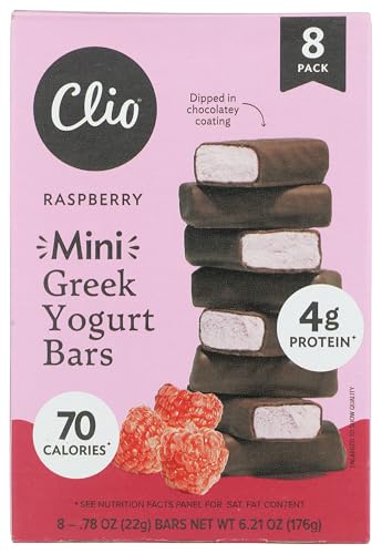 Clio Raspberry Dark Chocolate Covered Mini Greek Yogurt Bar 8ct 6.21 OZ