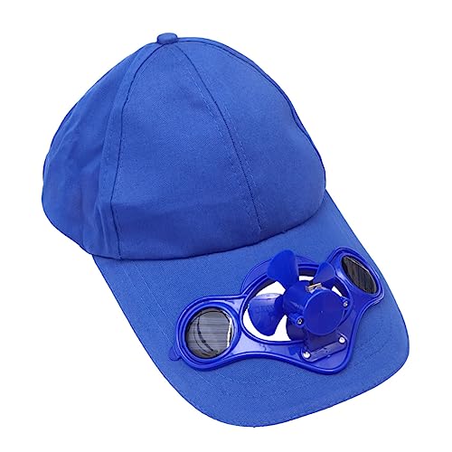 PRETYZOOM 1Pc Solar Fan Hat with UV Protection Comfortable Cap for Boys and Wide Brim Sun Block Hat for Outdoor Fun for Summer Activities Blue