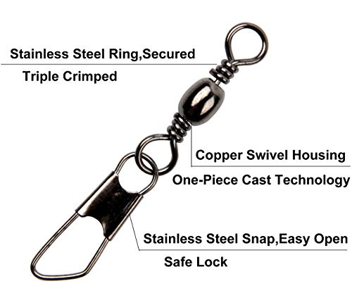 image for JSHANMEI Fishing Barrel Swivel with Nice Snap Fishing Lure Line Connec