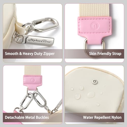 Image of Keychain Wallet Mini Zip Around Wristlet Wallets for Women Detachable Dual Pouch Wristlet Portable Coin Purse Small Wallets With RFID Blocking (Pink & Cream)
