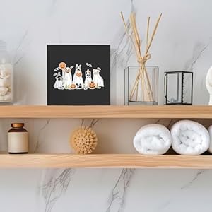 Halloween Signs, Cute Halloween Ghost Dogs Pumpkin Wooden Box Sign, Halloween Ghost Decorations, Halloween Table Desk Shelf Decorations, Spooky Home Decor, Dog Lovers Gifts, 5x5 Inches Halloween Signs Cute Halloween Ghost Dogs Pumpkin Wooden Box Sign Halloween Ghost Decorations Halloween Table Desk Shelf Decorations Spooky Home Decor Dog Lovers Gifts 5×5 Inches