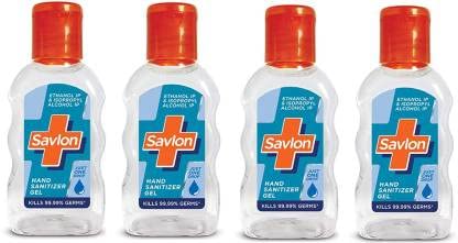 Savlon hand sanitizer gel just one drop kills 99.99% (4 * 55ml) germs Hand Sanitizer Bottle (4 x 55 ml)