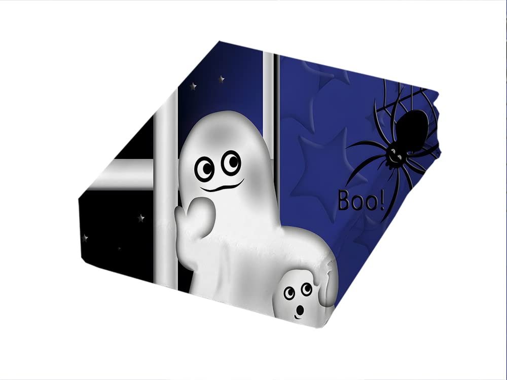 Pościel 200 x 200 cm, niebieska pościel na Halloween, 110 g/m², z mikrofibry 3D + 2 poszewki na poduszkę 80 x 80 cm, do sypialni, pościel dla dziewcząt, odporna na pot, dla chłopców i dziewczynek