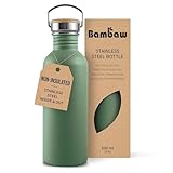 Bambaw Stainless Steel Water Bottle 500ml - Non-Insulated, Leakproof, BPA Free, Metal Bottle - Sage Green