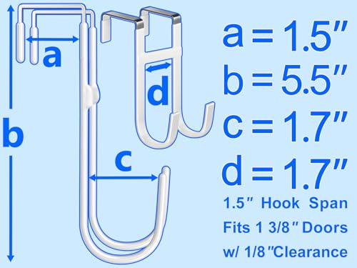 Mars-Rock Over The Door Twin Metal Hooks with Plastic Coating 5.5\" Fit 0.5\" to 1 3/8\" Door 2 Sets Heavy Duty Towel Robe Rack Wreath Bathroom Shower Hanger Shoe Organizer Ironing Board Short White - Thumbnail 2