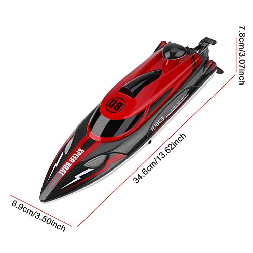 Innovateking HJ808 RC Boat Remote Control Boat RC Racing Boat 2.4Ghz High Speed Boat for Waters and Lakes Adult Children Kids Gift Present Red 2 Batteries Version