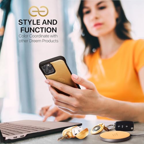 Image of dreem Fibonacci Compatible with iPhone 14 Pro Max Wallet case / 2-in-1 Shockproof case and Detachable Vegan Leather Folio, MagSafe Compatible, RFID Protection [Gold]