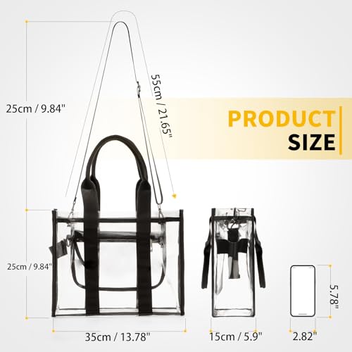 Clear Bag for Stadium Events Large Clear Tote Lunch Bag with Strap for Work, Concert, Sports, Beach4