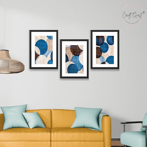 Image of CRAFT QUEST Wall Art Decor Paintings | Set of 3 Abstractv Wall Art Frames for Home Decoration | Ideal for Living Room, Bedroom & Office (Black, 10 X 13 Inches Each Frames)