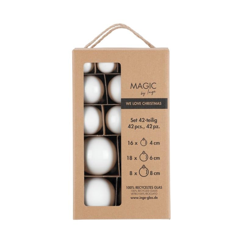 MAGIC by Inge - Weihnachtskugeln Set 42-teilig Pure White, mit den...