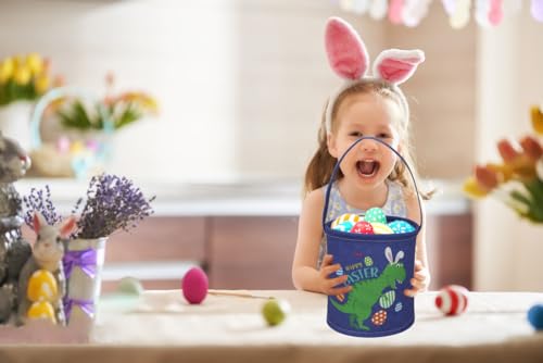 Image of Essme Kids Easter Dinosaur Basket - Empty Dinosaur Decor Easter Gift for Girls and Boys