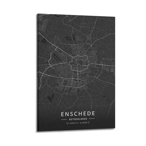 Poster Enschede Dark souvenir voyage toile decoration moderne