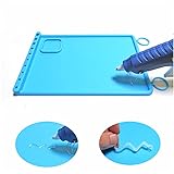 SHOR Premium Hot Glue Gun mat Non Stick Silicone Gluing mat, Silicone Mat for Glue Gun Reusable Glue pad (Blue)
