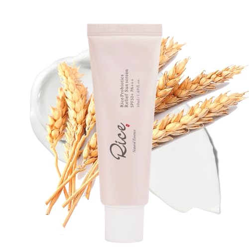 Korean Rice Probiotics Sun Cream for Face,Korean Sunscreen SPF 50 Face,Factor 50 Sun Cream for Fa-ce & Body,SPF 50 Fa-ce Moisturiser for All Skin Types,Lightweight & Non-Greasy Sun Screen S PF 50
