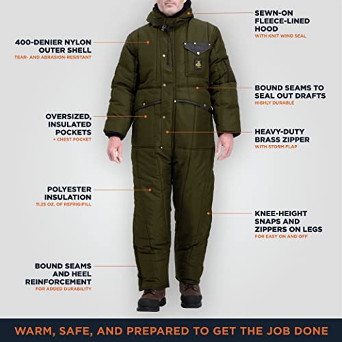 Refrigiwear Iron-Tuff Insulated Coveralls With Hood, -50°F Comfort Rating, (Sage), (Medium) #TOP2