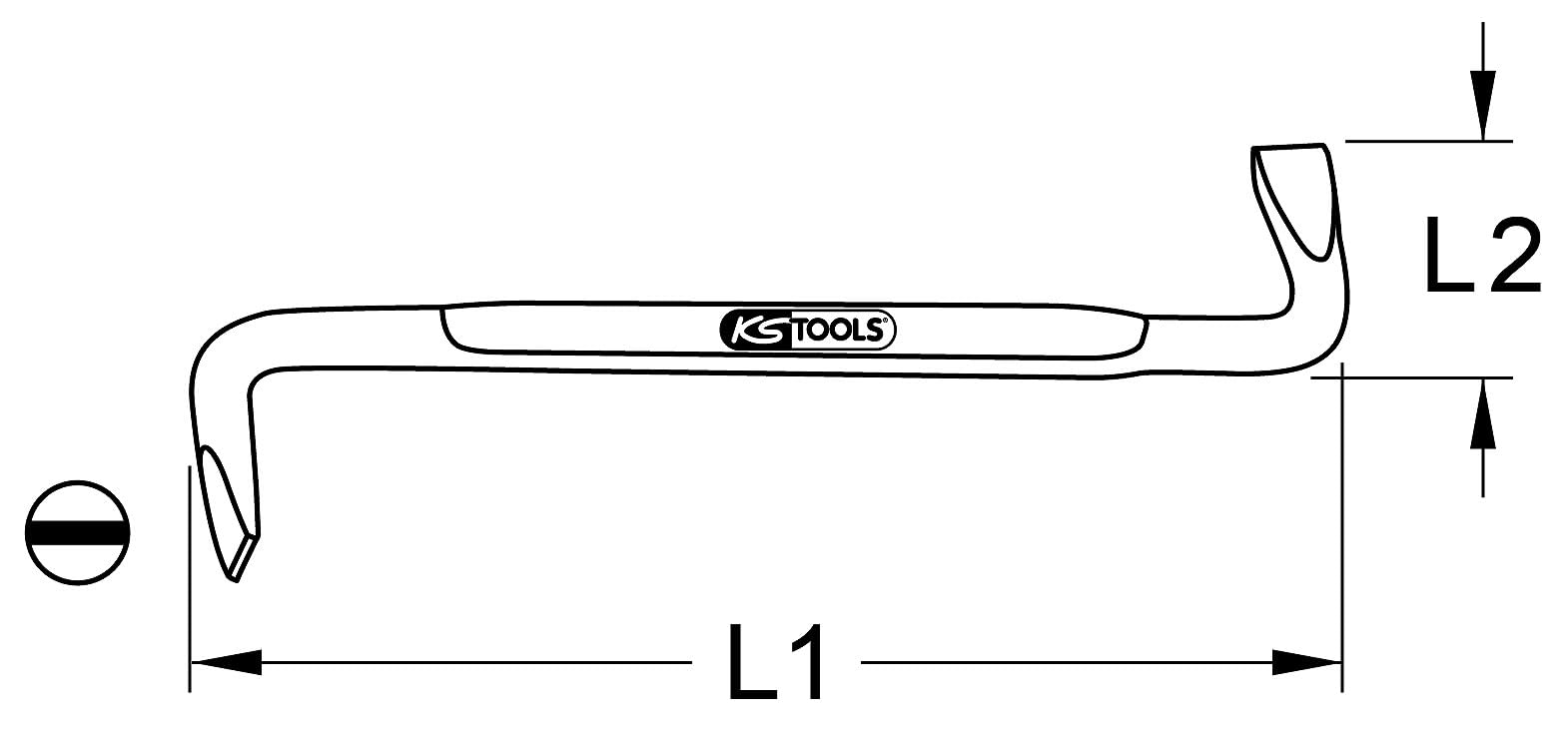KS Tools 151.2675 Destornillador acodado de punta plana, 4 mm