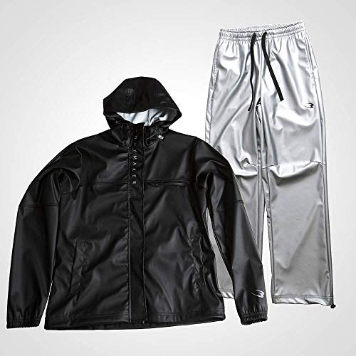 【BODYMAKER/ボディメーカー】 サウナスーツアクティブ１０ ＷＯＭＥＮ Ｍ ブラック GW009MBK ボクシング トレーニング ランニング ウォーキング マラソン デトックス ホットヨガ 太もも くびれ ジョギング ウインドブレーカー 脂肪 燃焼 足痩せ サウナスーツ 減量 ロングパンツ 2枚目