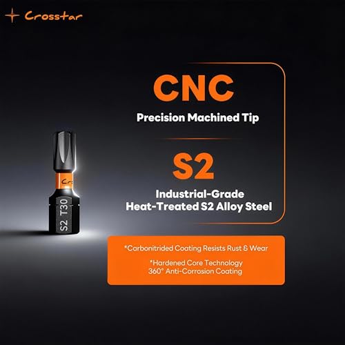 Image of Crosstar 16 Pcs 1 inch Impact Torx Bit Set, S2 Steel Magnetic Security Star Bits, Tamper Proof Torx Screwdriver Bits with CNC Tips for Drill /Driver, Automotive, Woodworking & Home Repair