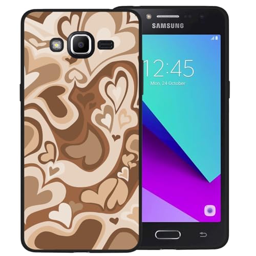 zaztify Case for Samsung Galaxy J2 Prime/J2 Ace G532G/Grand Prime Plus/Grand Prime (2016)/SM-G532F/Go Prime (G530A), Lovely Irregular Brown Love Heart Khaki Lovecore Aesthetic Soft Cute Cover Shell