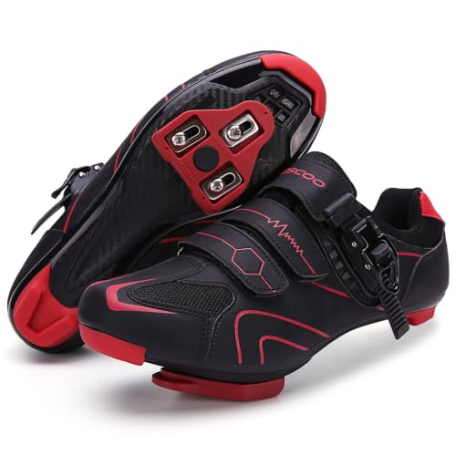Image of Mens Womens Cycling Shoes Compatible with Peloton Bike Indoor Outdoor Road Bike Riding Shoes with Look Delta Cleats Pre-Installed Clip in Pedal