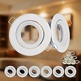 Dehobo 6er Einbaustrahler GU10, Aluminium Deckenspots Weiß, Einbauspots 30° Schwenkbar mit GU10 Fassung, 230V Ohne Transformator für Halogen LED, Lochdurchmesser Ø68-80mm für Küche Wohnzimmer