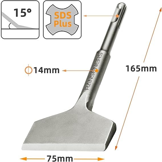 SDS-Plus scalpello a vanga 2pezzi, con angolo di lavoro di 15°, 165 * 75mm, universale, in acciaio super temprato