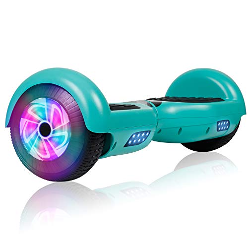 Felimoda Hoverboard for Kids, 6.5 Inch Self Balancing w/LED Lights Flashing Wheel (Green Without Bluetooth)